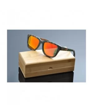 Multicolored Wood Sunglasses Nature Material Red Polarized Sunglases - CD124BPLU6T $45.87 Goggle