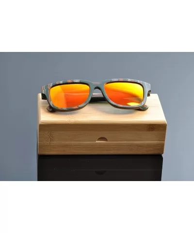 Multicolored Wood Sunglasses Nature Material Red Polarized Sunglases - CD124BPLU6T $45.87 Goggle