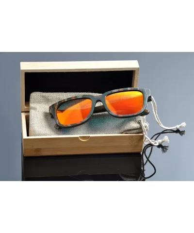 Multicolored Wood Sunglasses Nature Material Red Polarized Sunglases - CD124BPLU6T $45.87 Goggle