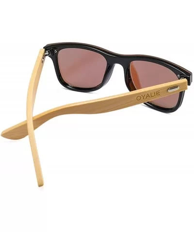 Handmade Bamboo Wood Sunglasses for Men and Women UV400 Driving Shades - Black - C318SSDA54S $10.93 Sport