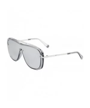 Round One Piece Shield Lens Metal Top Bar Sunglasses - Silver Crystal - CB197NG2LZS $12.52 Shield