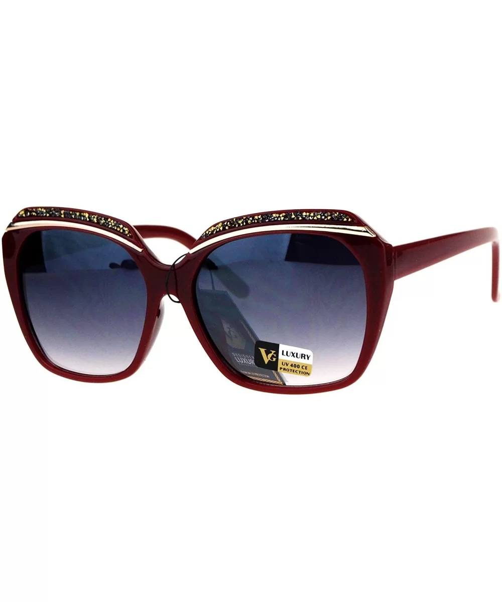 Glitter Bling Eye Brow Butterfly Bling Diva Womens Sunglasses - Burgundy Smoke - CY17Y03Y770 $8.73 Butterfly