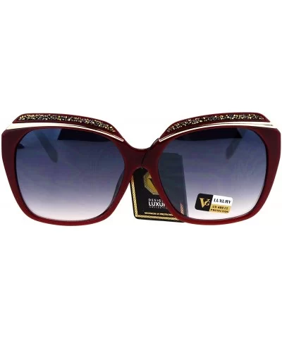 Glitter Bling Eye Brow Butterfly Bling Diva Womens Sunglasses - Burgundy Smoke - CY17Y03Y770 $8.73 Butterfly