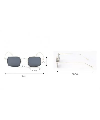 Retro Small Square Sunglasses Men and Women Metal Visor Mirror Transparent Ocean Lens Glasses - 2 - CJ190KZR86W $26.32 Sport