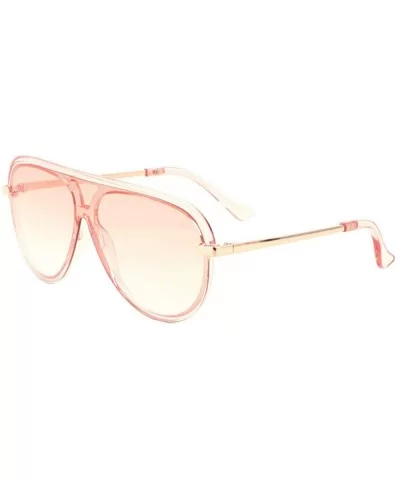 Cancun Outdoorsman Pilot Turbo Shield Aviator Sunglasses - Transparent Pink & Gold Frame - CV18WMCRWIQ $9.62 Shield