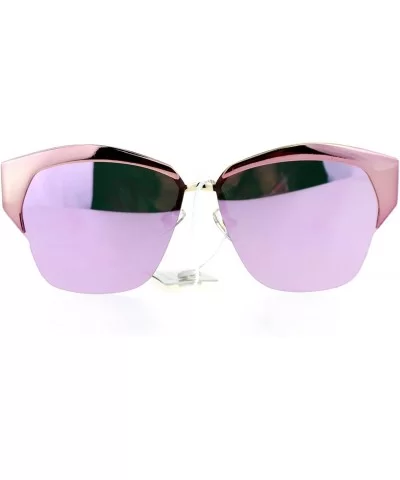 Mirrored Lens Futuristic Octagon Half Rim Cat Eye Sunglasses - Light Pink - CV1208IOCFJ $12.15 Wayfarer