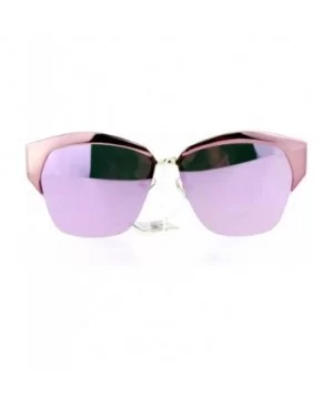 Mirrored Lens Futuristic Octagon Half Rim Cat Eye Sunglasses - Light Pink - CV1208IOCFJ $12.15 Wayfarer