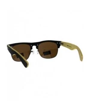 Real Bamboo Wood Temple Sunglasses Designer Fashion Square Frame - Matte Black (Brown) - CV18EHAEZ0Y $7.58 Square