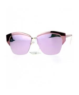 Mirrored Lens Futuristic Octagon Half Rim Cat Eye Sunglasses - Light Pink - CV1208IOCFJ $12.15 Wayfarer