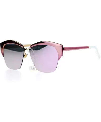 Mirrored Lens Futuristic Octagon Half Rim Cat Eye Sunglasses - Light Pink - CV1208IOCFJ $12.15 Wayfarer