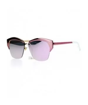 Mirrored Lens Futuristic Octagon Half Rim Cat Eye Sunglasses - Light Pink - CV1208IOCFJ $12.15 Wayfarer