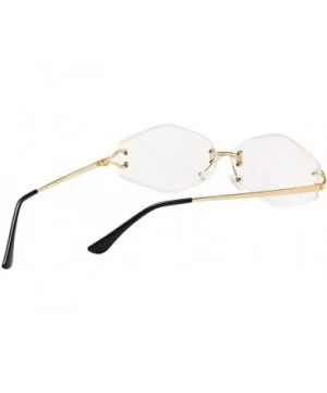 Vintage Rimless Sunglasses Men Rhombus Oval Sun Glasses for Women Accessories - Clear Lens - CC18HEZIKYG $9.92 Oval