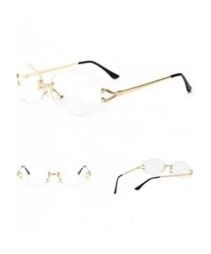 Vintage Rimless Sunglasses Men Rhombus Oval Sun Glasses for Women Accessories - Clear Lens - CC18HEZIKYG $9.92 Oval