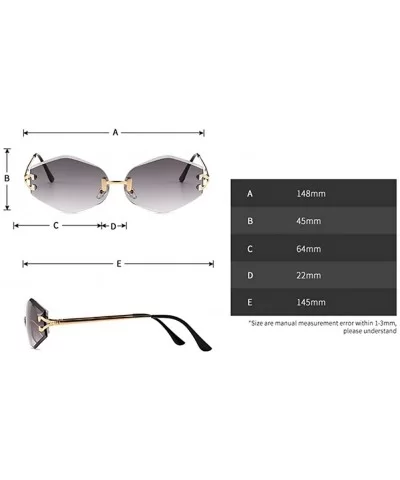 Vintage Rimless Sunglasses Men Rhombus Oval Sun Glasses for Women Accessories - Clear Lens - CC18HEZIKYG $9.92 Oval