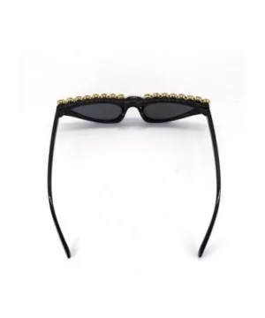 Vintage Retro Cat Eye Sunglasses For Women Black Rhinestone Small Designer Shades Glasses - Black - C018SEECHNI $7.86 Cat Eye