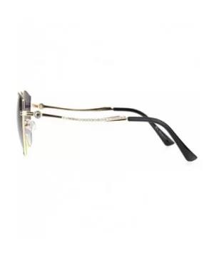 Womens Rhinestone Jewel Hinge Metal Rim Cat Eye Sunglasses - Black Smoke - CH18NWSOX0O $9.78 Cat Eye