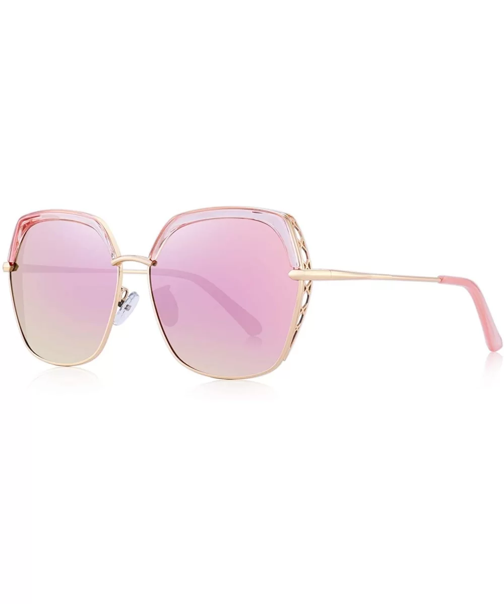 Classic Women's Polarized Sunglasses for Women Mirrored Lens - Pink Mirror - CM18S3M27DM $18.14 Oversized