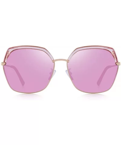 Classic Women's Polarized Sunglasses for Women Mirrored Lens - Pink Mirror - CM18S3M27DM $18.14 Oversized