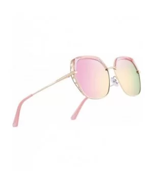 Classic Women's Polarized Sunglasses for Women Mirrored Lens - Pink Mirror - CM18S3M27DM $18.14 Oversized