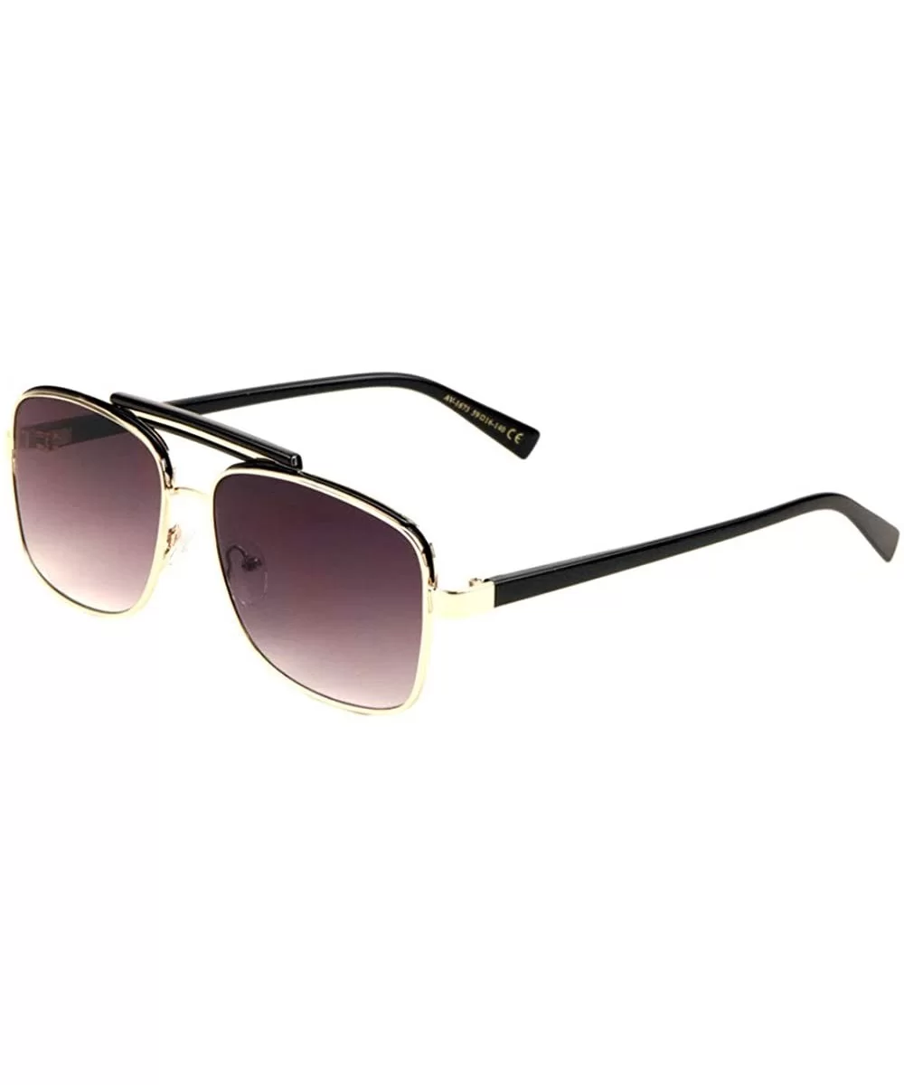 Thin Frame Thick Plastic Top Bar Flat Lens Square Aviator Sunglasses - Smoke - C5197R3A4WL $13.35 Aviator