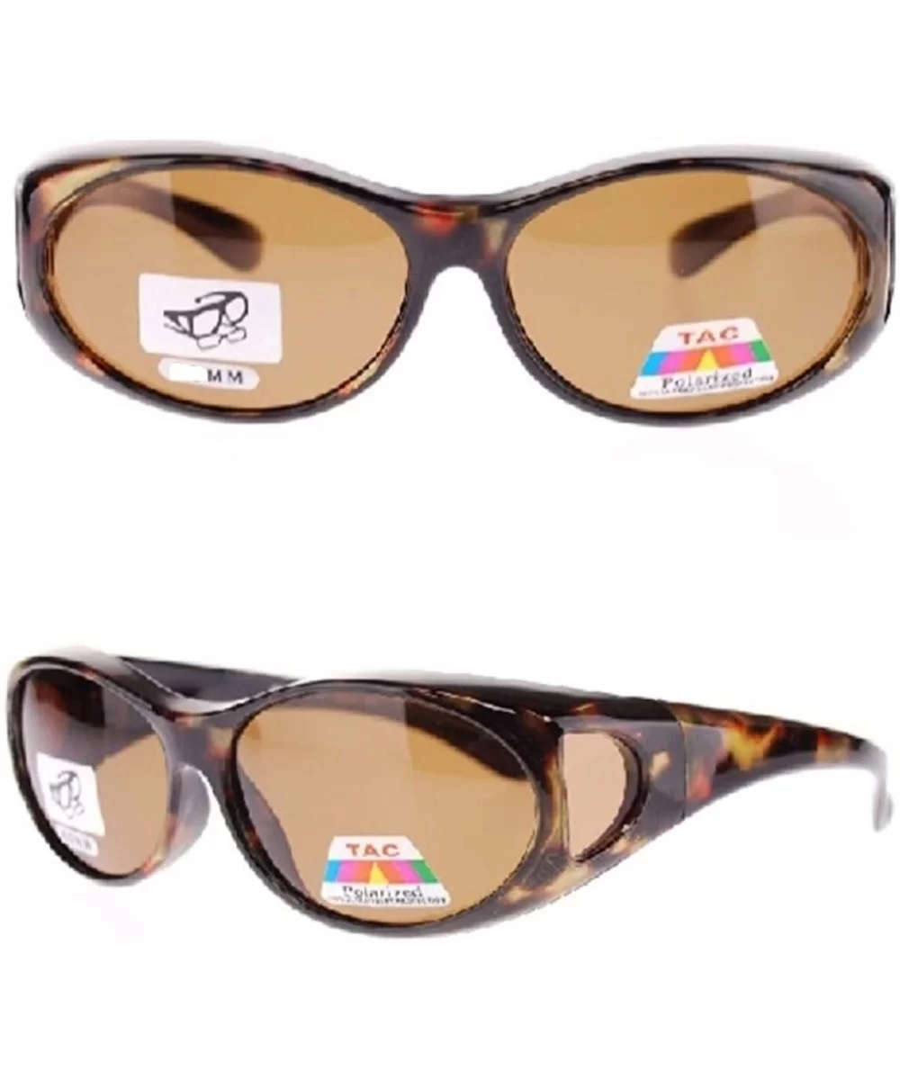 Unisex Polarized Fit Over Sunglasses Wear Over Cover Over Glasses - 2 Tortoise - CI12O7SJEPK $22.50 Round