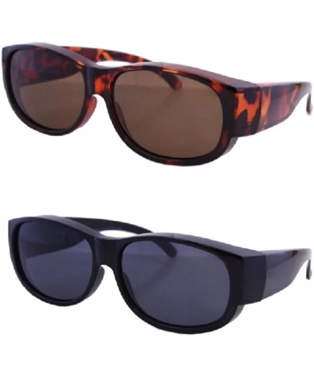 Medium Polarized Sun Shield Fit Over Sunglasses Wear Over Glasses - Tortoise / Black - CH12MZDN2JX $15.54 Square