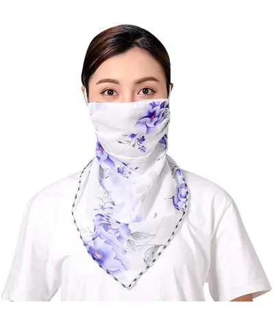 Women's Floral Print Chiffon Neck Gaiter Scarf Sun Dust Wind Protection Breathable Seamless Face Shield Scarf - G - CH197U3W8...