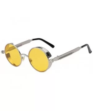 Steampunk Fashion Sunglasses NYC - Silver & Yellow - CL187683CSR $13.04 Round