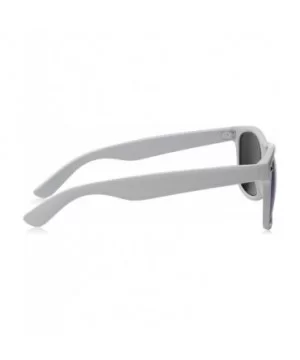 White Square Sunglasses for Men with Colored Reflective Mirror Lens - White / Blue - CN12ECUDPP7 $6.55 Wayfarer