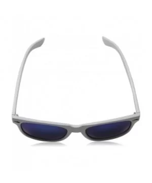 White Square Sunglasses for Men with Colored Reflective Mirror Lens - White / Blue - CN12ECUDPP7 $6.55 Wayfarer