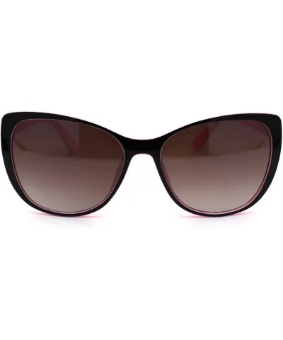 Womens Mod Oversize Cat Eye Plastic Sunglasses - Black Pink Brown - CD18YNE99UY $7.01 Oversized