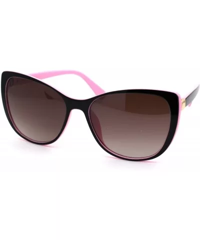 Womens Mod Oversize Cat Eye Plastic Sunglasses - Black Pink Brown - CD18YNE99UY $7.01 Oversized