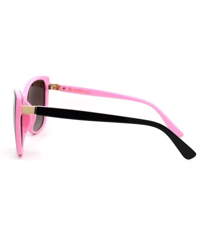 Womens Mod Oversize Cat Eye Plastic Sunglasses - Black Pink Brown - CD18YNE99UY $7.01 Oversized