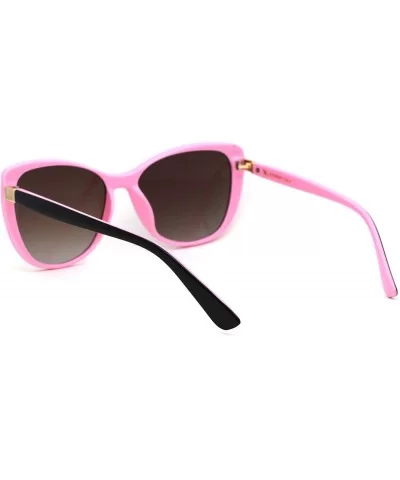 Womens Mod Oversize Cat Eye Plastic Sunglasses - Black Pink Brown - CD18YNE99UY $7.01 Oversized