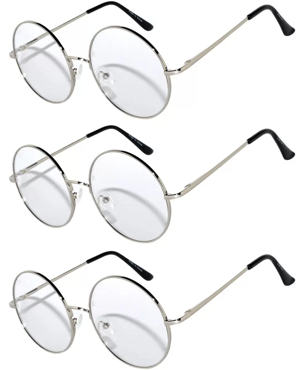 Set of 3 Pairs Round Retro Vintage Circle Sunglasses Colored Metal Frame Small model 43 mm - CB184Y4DGIE $9.75 Round