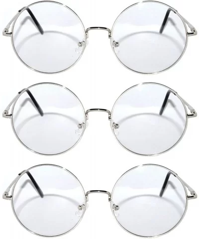 Set of 3 Pairs Round Retro Vintage Circle Sunglasses Colored Metal Frame Small model 43 mm - CB184Y4DGIE $9.75 Round