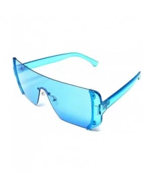 Malibu Rimless Full Shield Mono Lens Sunglasses - Blue Transparent Frame - C618EHNZRG8 $8.78 Oversized