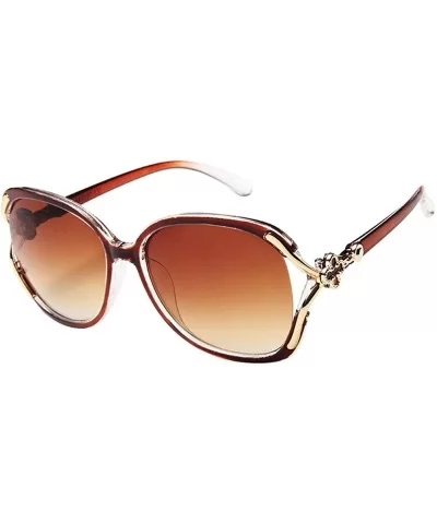 Women's Oversized Polarized Four-Leaf Clover Design Sunglasses - Copper - CO18UX6WEIH $6.25 Oversized