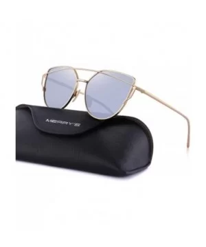 Fashion Women Cat Eye Sunglasses Coating Mirror Lens Sun glasses UV400 S7882 - Gold&silver - CS12FYY9WC5 $9.24 Sport