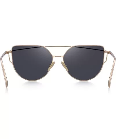 Fashion Women Cat Eye Sunglasses Coating Mirror Lens Sun glasses UV400 S7882 - Gold&silver - CS12FYY9WC5 $9.24 Sport