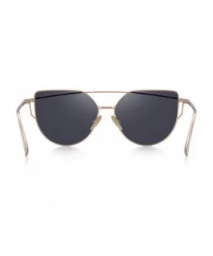 Fashion Women Cat Eye Sunglasses Coating Mirror Lens Sun glasses UV400 S7882 - Gold&silver - CS12FYY9WC5 $9.24 Sport