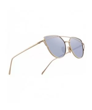 Fashion Women Cat Eye Sunglasses Coating Mirror Lens Sun glasses UV400 S7882 - Gold&silver - CS12FYY9WC5 $9.24 Sport