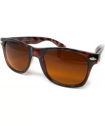 Sunglasses Classic 80's Vintage Style Design - Tortoise Brown- Blue Block Amber - C218UKGARKA $7.21 Sport