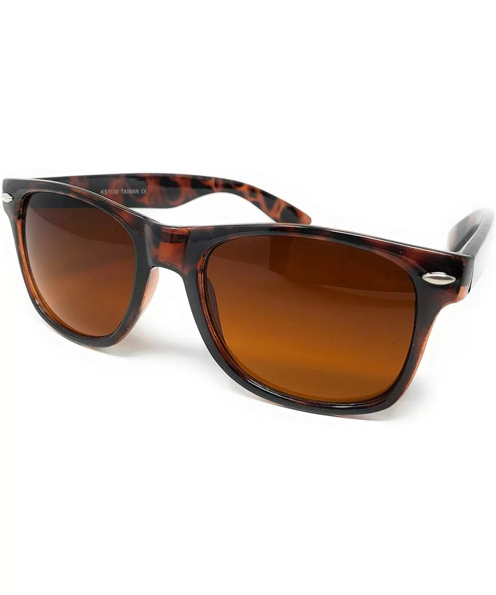 Sunglasses Classic 80's Vintage Style Design - Tortoise Brown- Blue Block Amber - C218UKGARKA $7.21 Sport