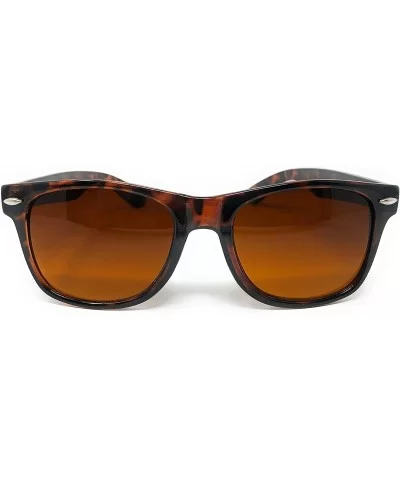 Sunglasses Classic 80's Vintage Style Design - Tortoise Brown- Blue Block Amber - C218UKGARKA $7.21 Sport