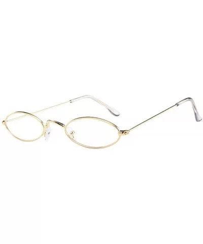 Fashion Mens Womens Retro Small Oval Sunglasses Metal Frame Shades Eyewear - B - CC1945CRUTG $6.42 Rimless