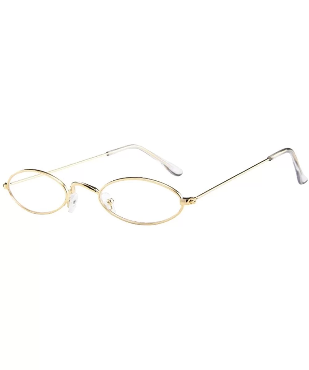 Fashion Mens Womens Retro Small Oval Sunglasses Metal Frame Shades Eyewear - B - CC1945CRUTG $6.42 Rimless