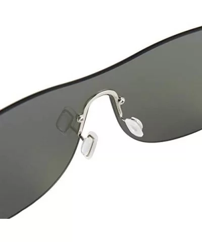 Rimless Mirrored Lens One Piece Sunglasses UV400 Protection for Women Men - Gray (Non-mirrored Lens) - CK18Y8EIO43 $7.87 Rimless