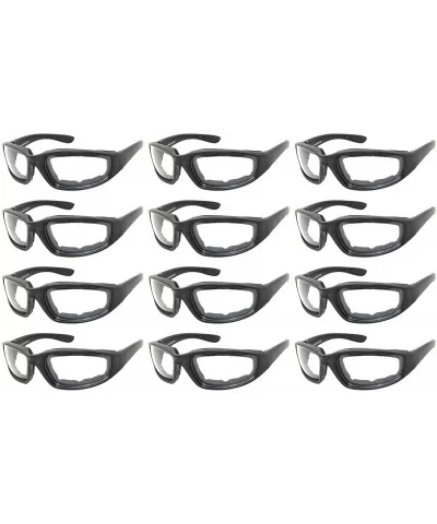 12 Wholesale Motorcycle Black Padded Foam Sport Glasses Colored Lens Sunglasses - 12-moto-black-clear - CW18DCE2NHS $23.98 Sport