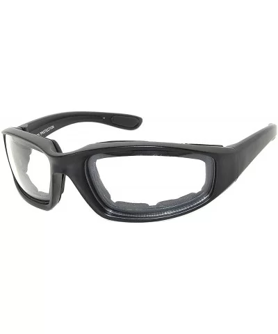 12 Wholesale Motorcycle Black Padded Foam Sport Glasses Colored Lens Sunglasses - 12-moto-black-clear - CW18DCE2NHS $23.98 Sport